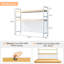 Bibliothèque à 2 niveaux avec huche de bureau et bibliothèque en métal avec grille, support de rangement pour comptoir ou bureau, blanc, l 45,3 po