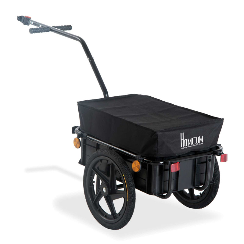 Remorque de cargaison de vélo Aosom avec boîte amovible et couvercle imperméable, remorque de chariot de vélo avec deux roues de 16 po