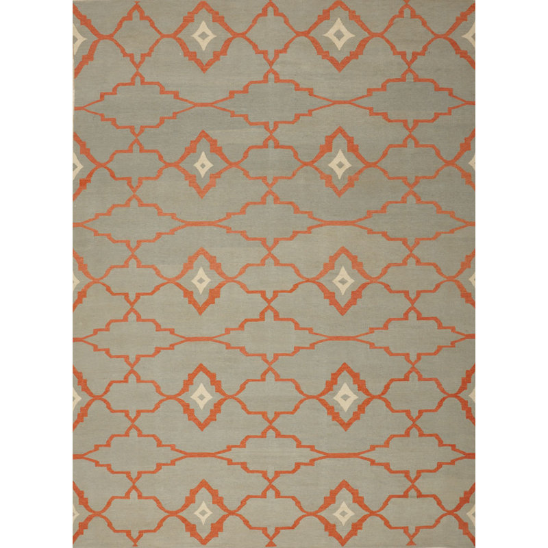 Geometric Area Rug in Gray/Orange