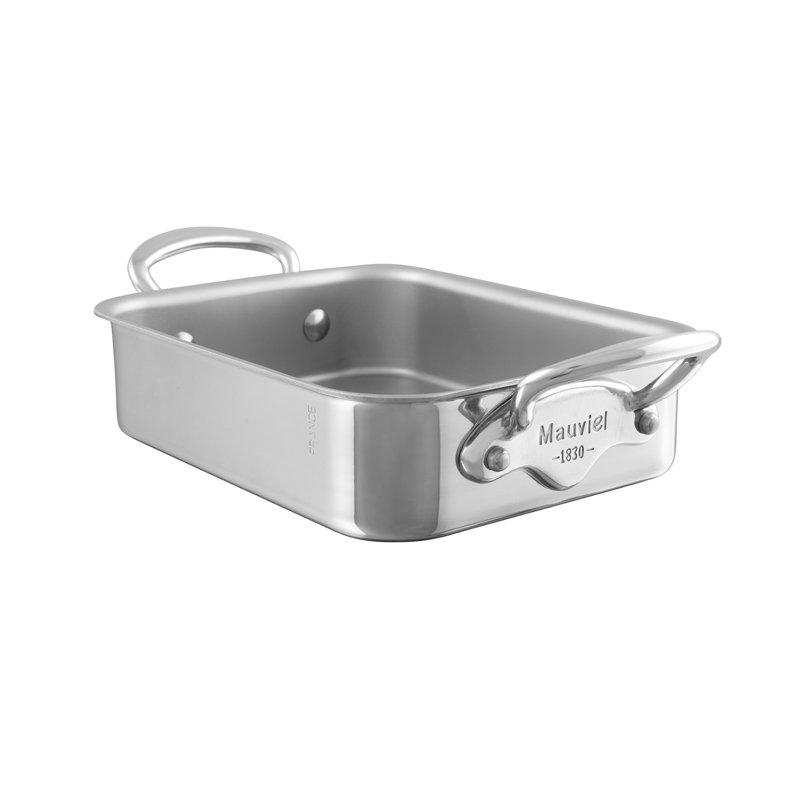 Mauviel M'minis Stainless Steel Roasting Pan, 3.75" H x 13" L x 6.89" W
