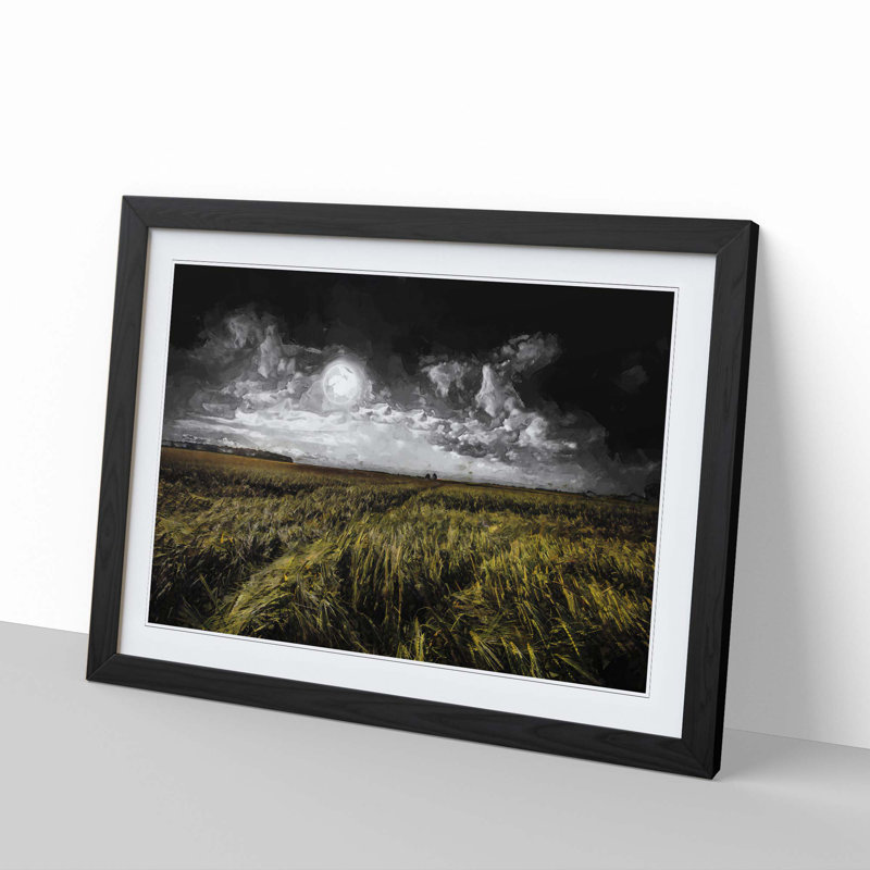 Full Moon over Germany - Picture Frame Graphic Art Print, 62cm H x 87cm W x 2cm D, Black Framed