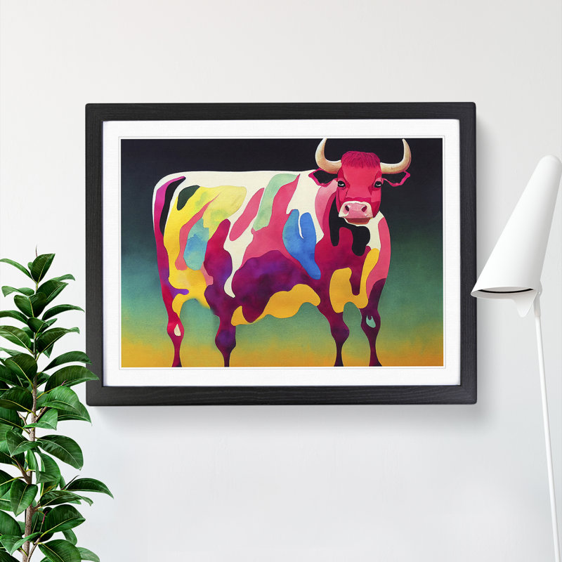 Colourful Cow Vol.6 Abstract - Framed Print, Black, 46cm H x 64cm W x 2cm D