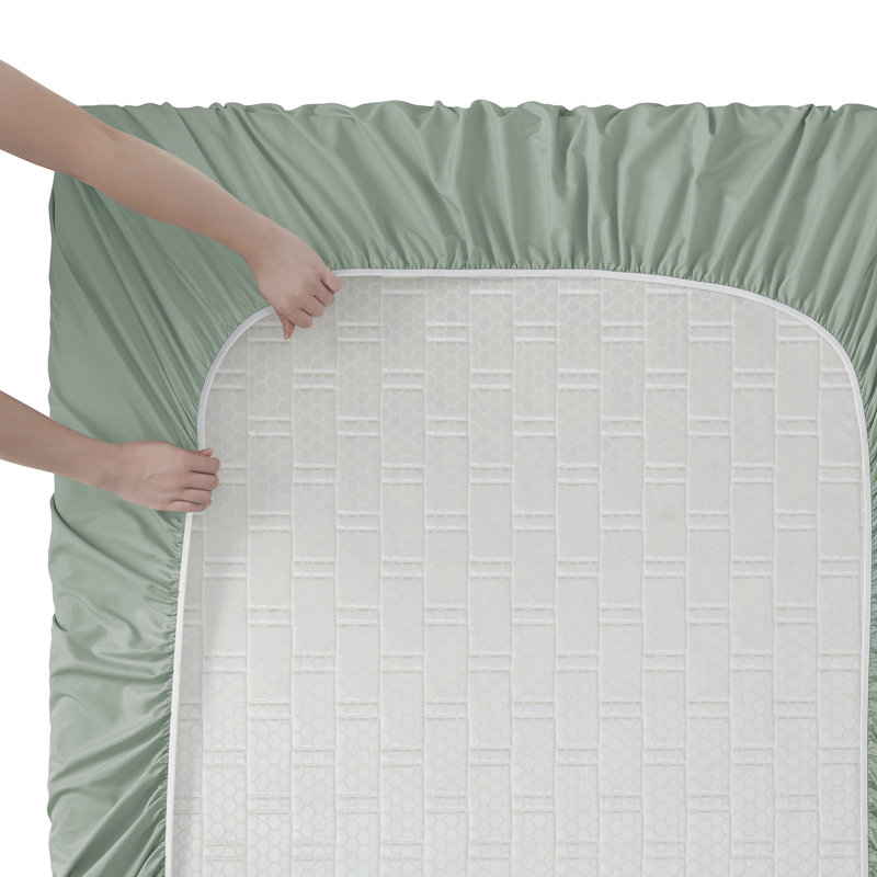  Ensemble de draps double brossé de luxe pour hôtel avec draps et taies d'oreiller très doux, Grand, Vert sauge
