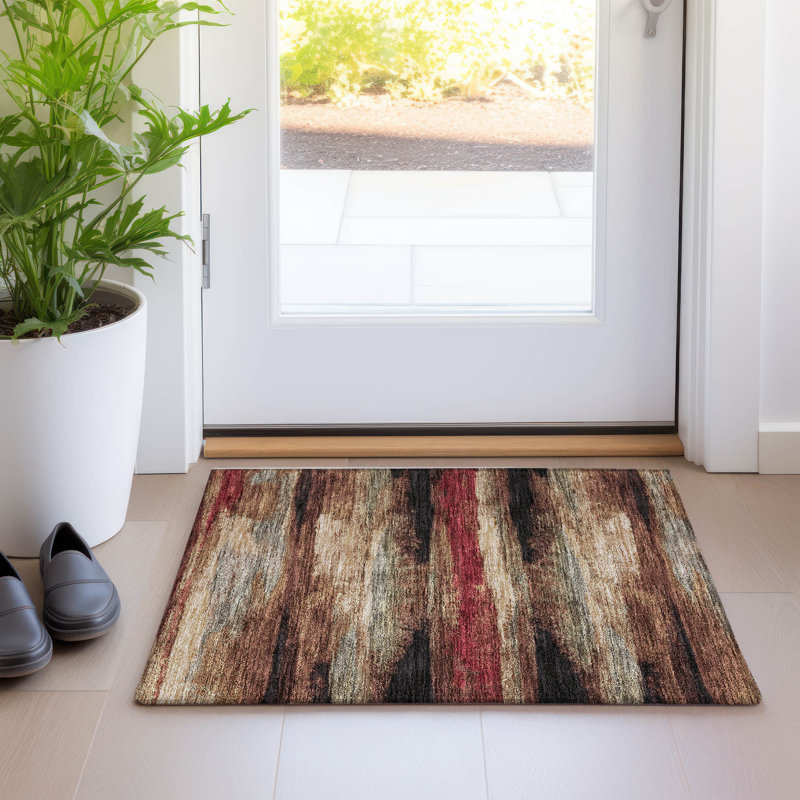 Tapis rectangulaire Aleighna avec envers antidérapant, Rectangle 1'8" x 2'6"