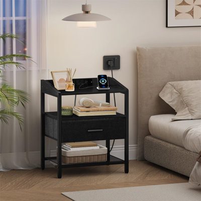35cm W Metal Bedside Table