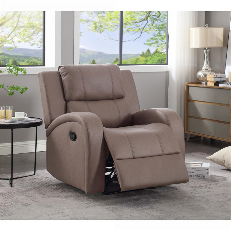 Pour les petits espaces de vie, de bureau et de chambre à coucher: fauteuil inclinable manuel moderne et compact, similicuir brun chaud