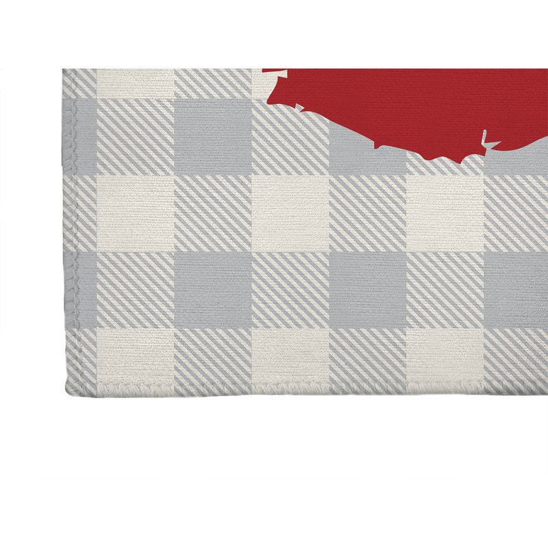 Tapis de sol antidérapant EST 1776 Gingham, L 84 po x P 60 po, Gris