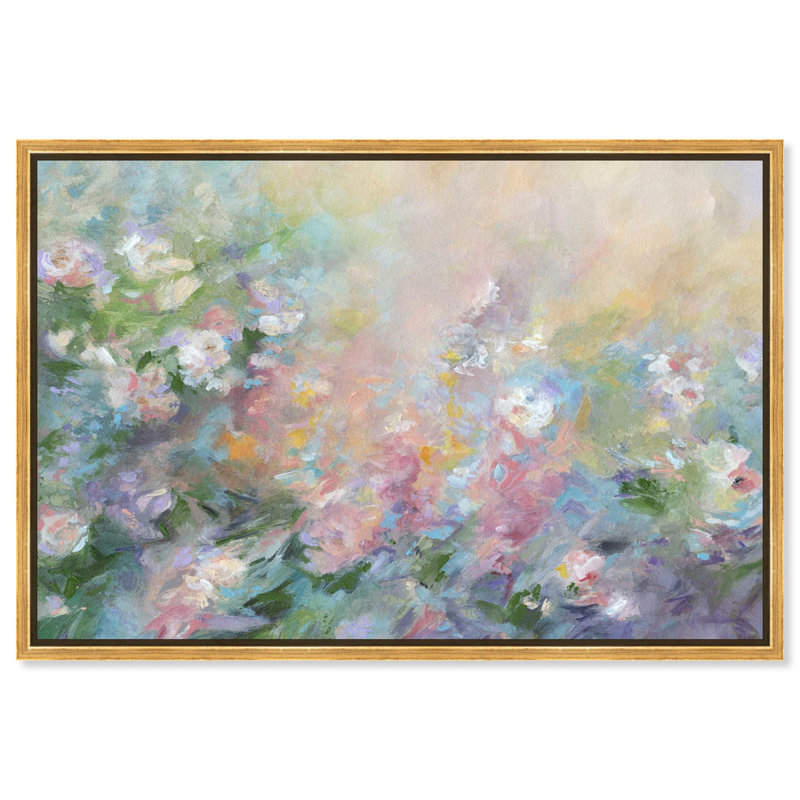 «Under the Open Sky», art mural floral sur toile par, H 11 po x l 16 po, Cadre flottant doré