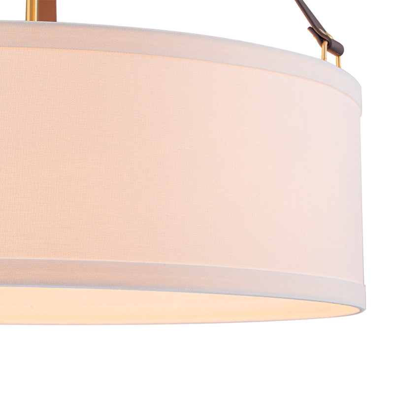 4-light Linen Drum Pendant