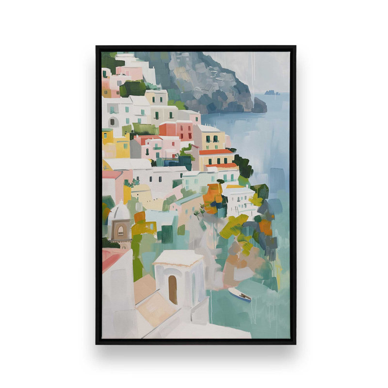 Coastal Village Glow III, H 19 po x l 13 po, Toile avec cadre, Noir satiné
