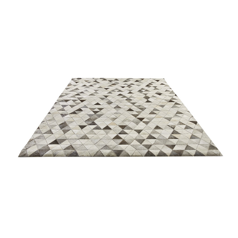 Kaila Geometric Leather Area Rug, Rectangle 170 x 230cm