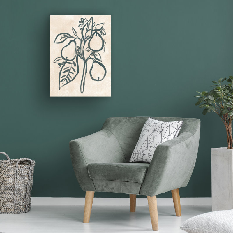 Bolognaise «Ink Pear Branch I» sur, H 19 po x l 14 po