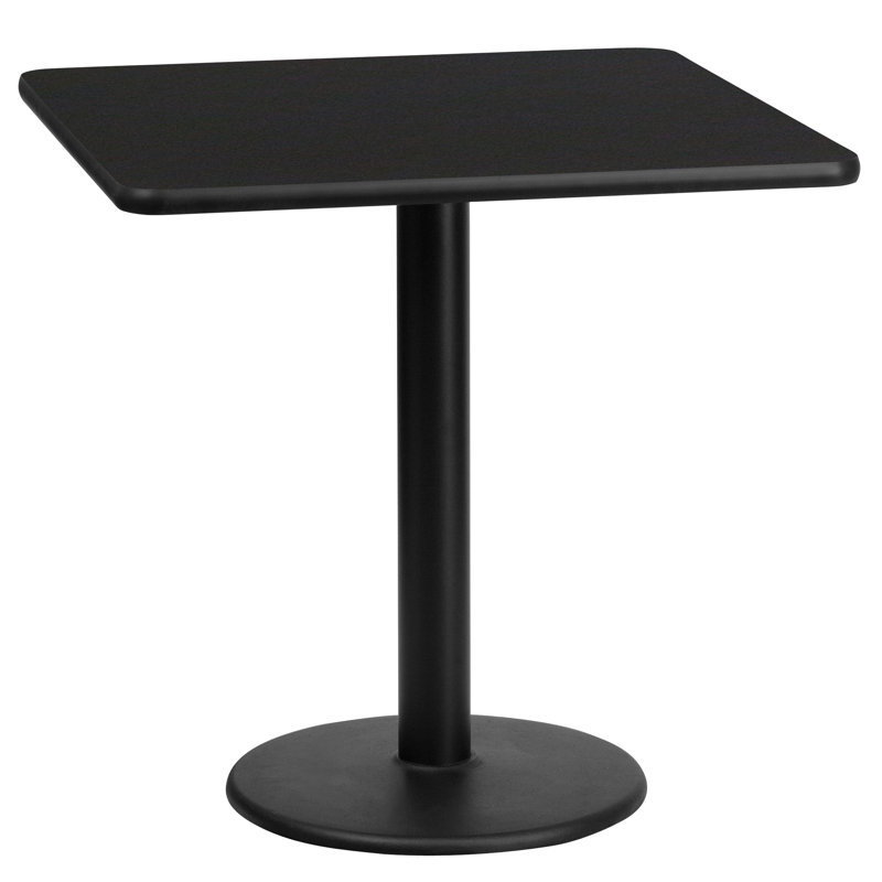 Jack Square Laminate Table Top with Table Height Base, Black, 31.12" H x 24" W x 24" D