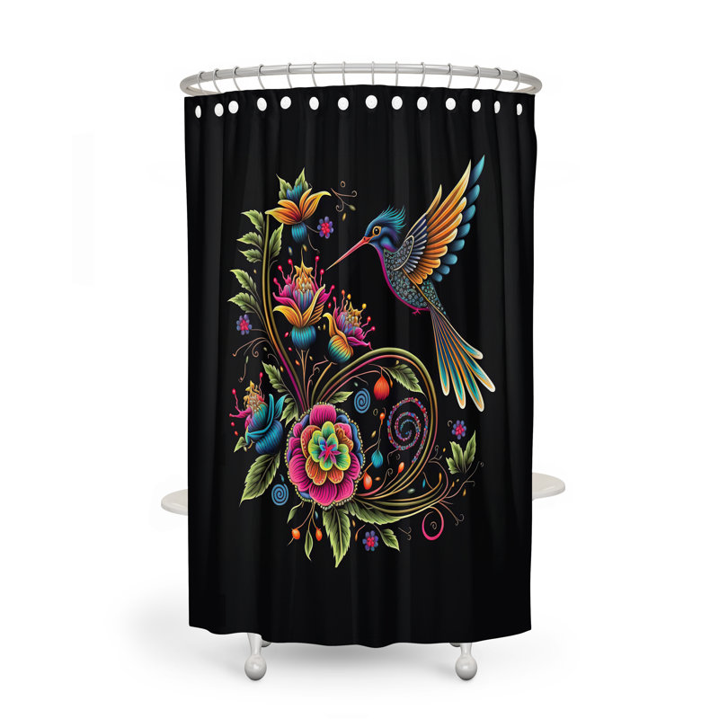 Floral Shower Curtain,  72" H x 70" W 