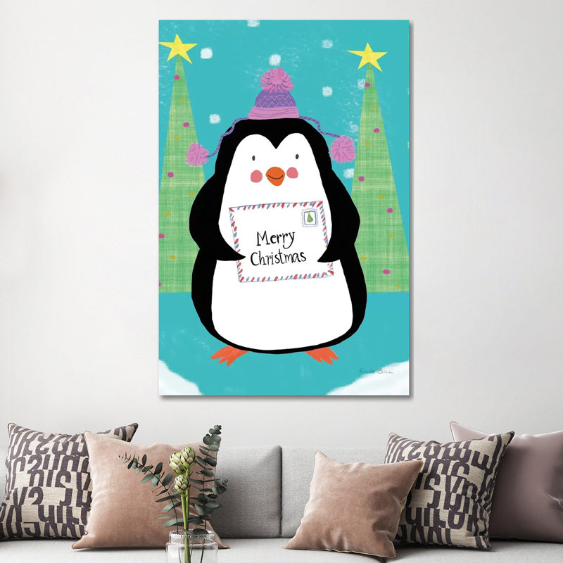 Snowman And Penguin Friends I by Farida Zaman - Wrapped Canvas Painting, 152.5 cm H x 101.5 cm W