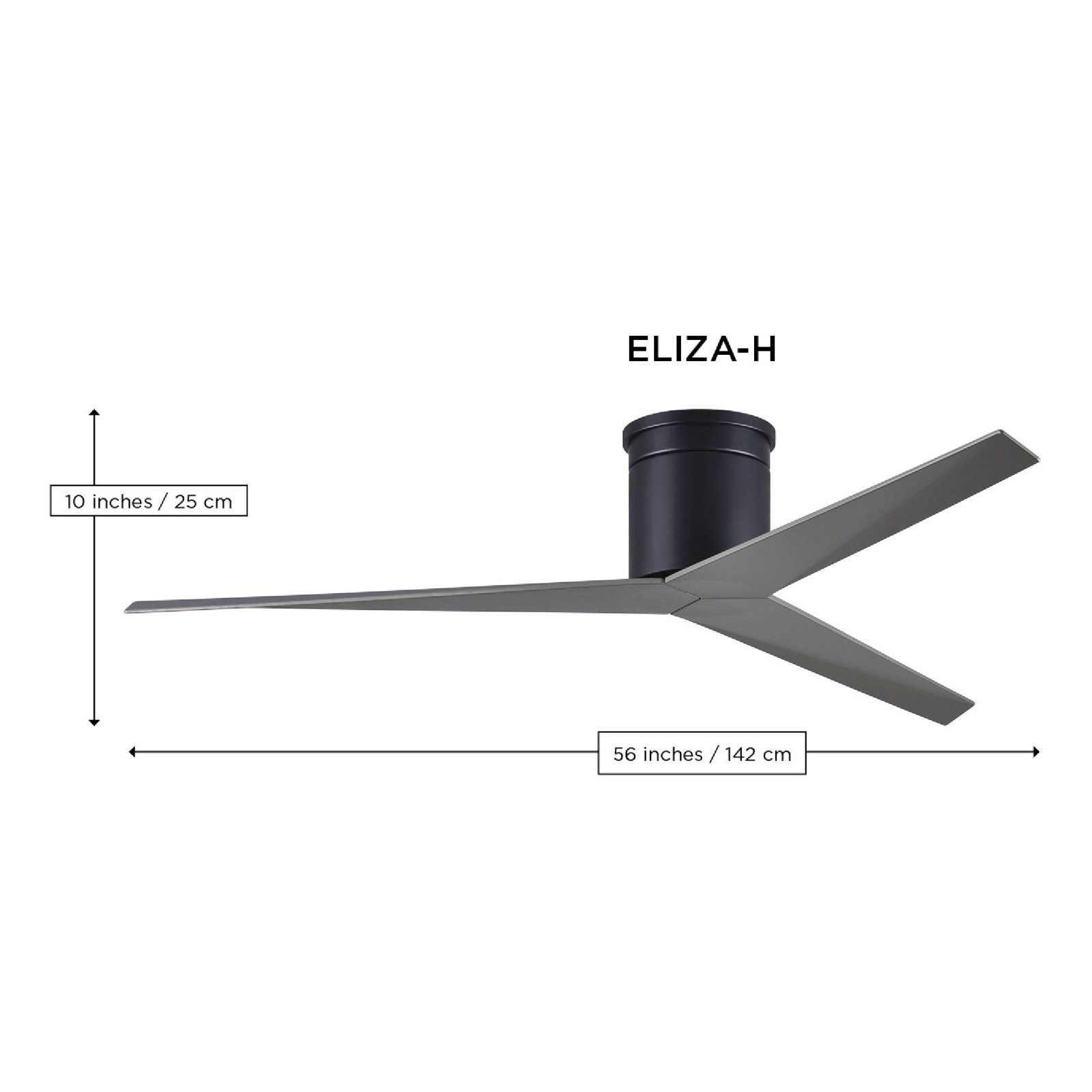 56'' 3 Blade Ceiling Fan, Matte Black, Matte Black