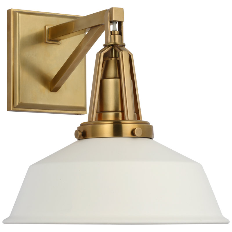 Chapman & Myers Layton 10" Sconce, White, Burnished Brass