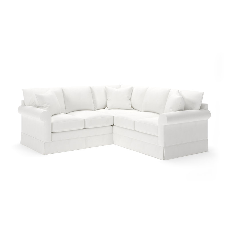 Friedman Upholstered L-Shaped Sectional Symmetrical, Classic Bleach White Twill