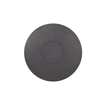 Table de salle à manger haute, couleur noir anthracite, placage de bois, avec plateau tournant intégré (1 pièce)
