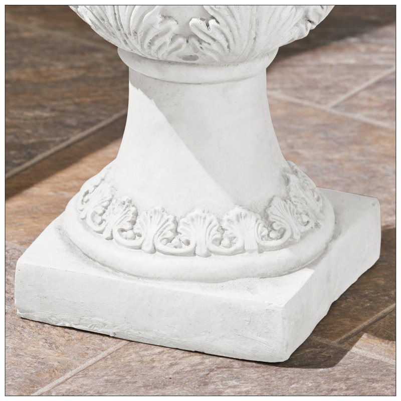 Antique White Lightweight Concrete Garden Urn Planter