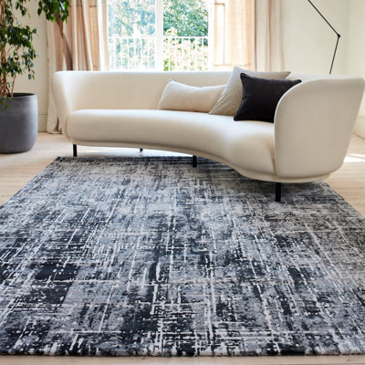 Abrienne Soft Shiny Modern Black/Grey Rug