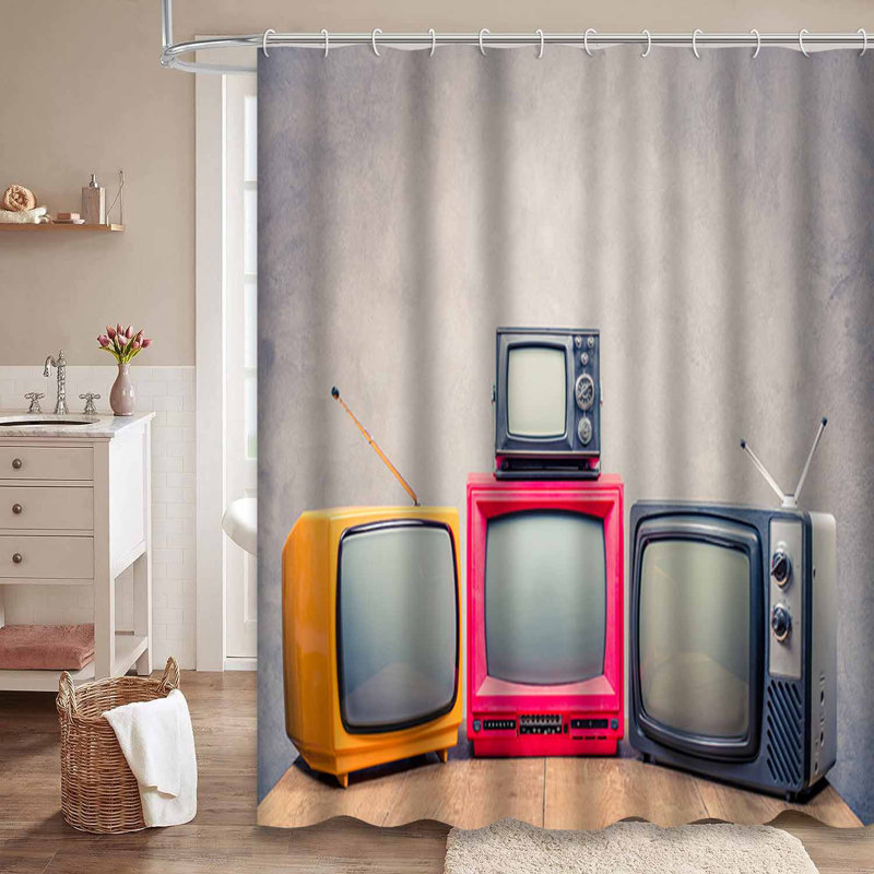 Rétro vieux téléviseur rétro sur mur en bois avec 12 crochets, 72" L x 72" W