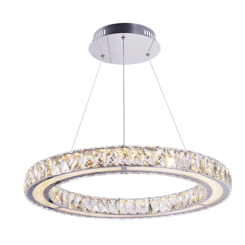 Lustre 1 lumière à DEL Florala avec détails en cristal transparent