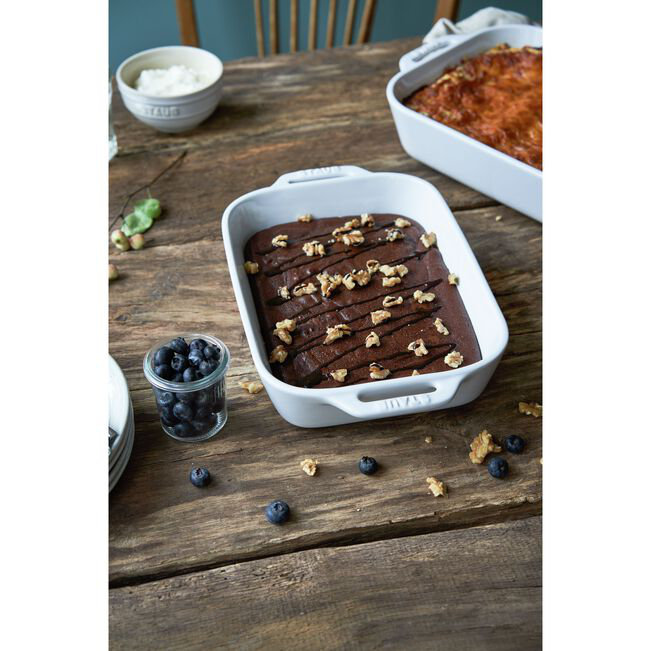 Ceramique 2-Piece Rectangular Baking Dish Set, White