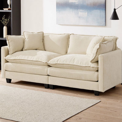 Cloud Sofa Loveseat with Double Layer Cushion, Modern Sectional Couch in Breathable Chenille Fabric, 76.7" Modular 2-Seater Sofa for Living Room, Bedroom and Apartment