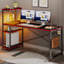 Bureau d'ordinateur de 61,3 po avec lumières DEL RVB et tablettes de rangement réversibles Nedyo, bureau à domicile avec crochet-533530828-533530866