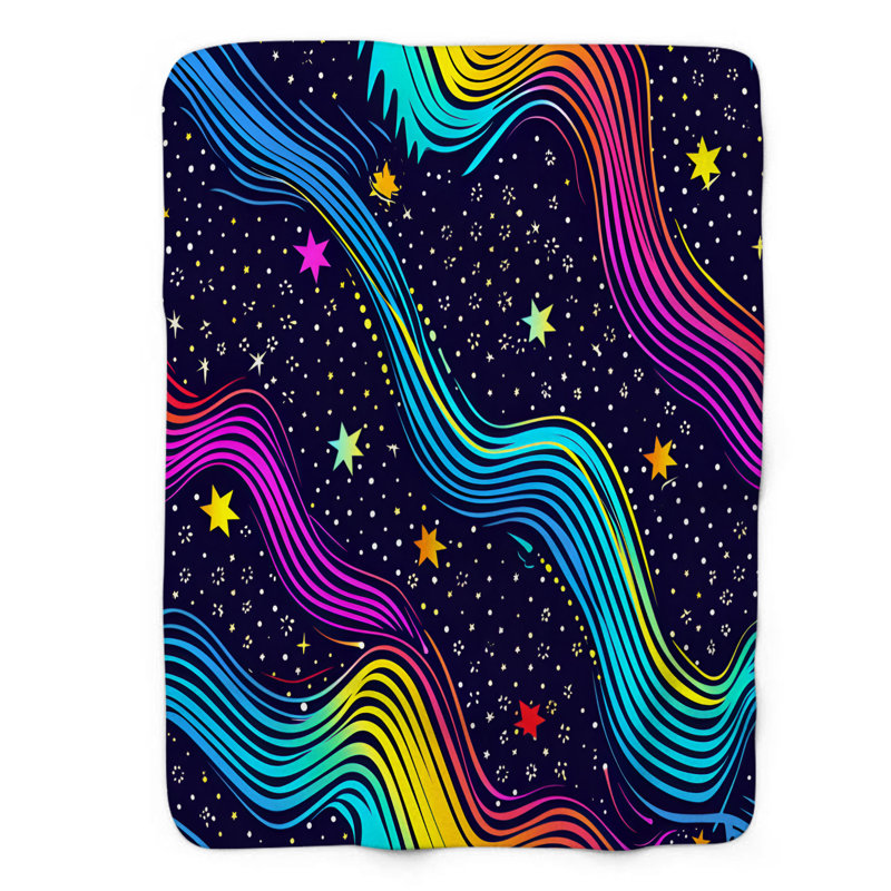 Neon Galaxy Dreams - 1 pièce Sherpa Premium, Grand lit