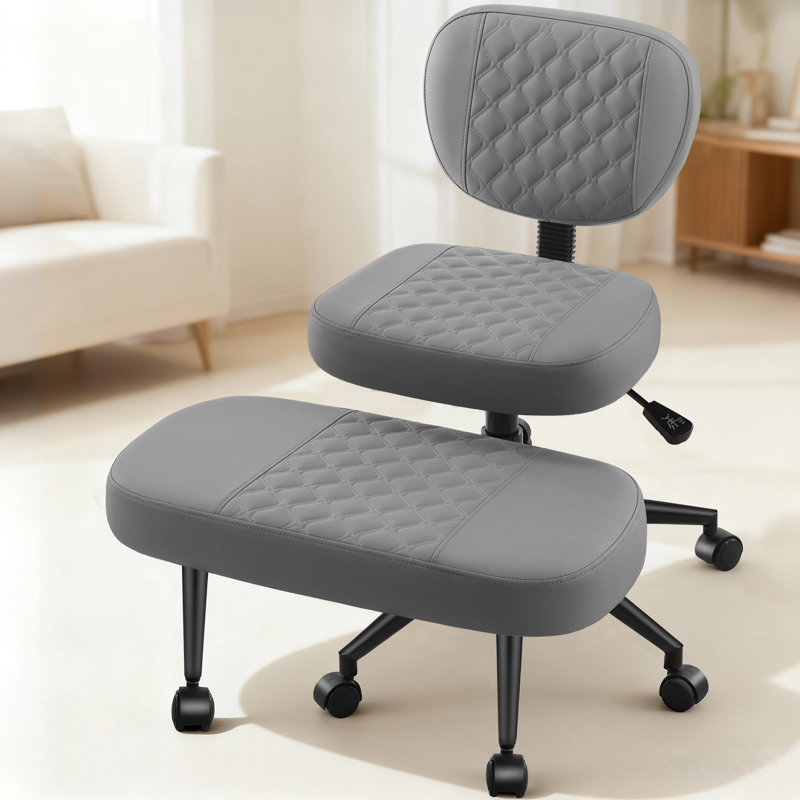 Fauteuil de bureau ergonomique pour les jambes croisées avec repose-pieds et roues réglables, Noir