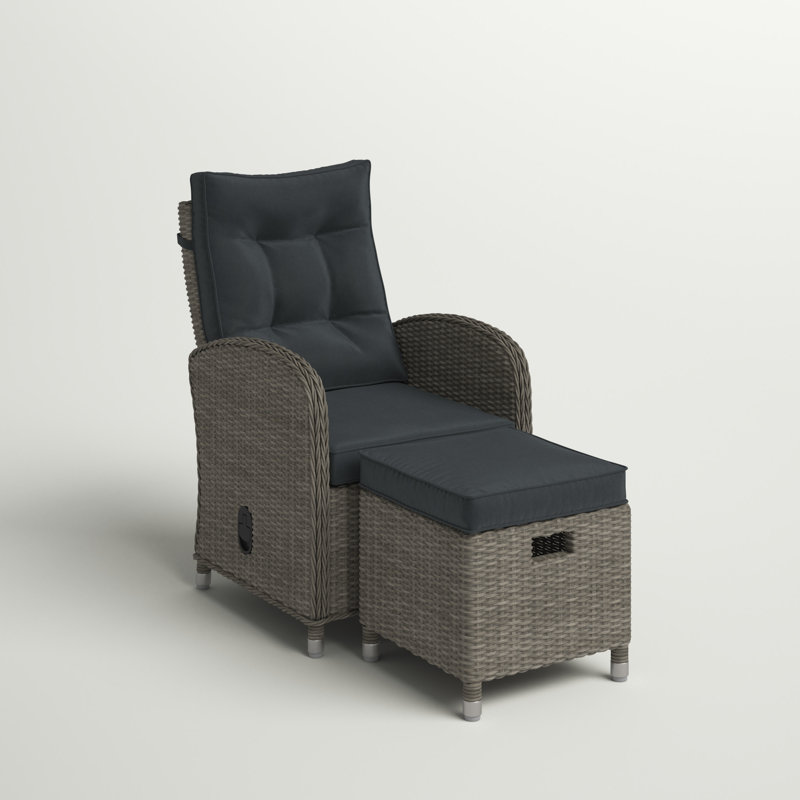 Ensemble d'extérieur 2 pièces avec fauteuil inclinable et repose-pieds avec coussins Acuff