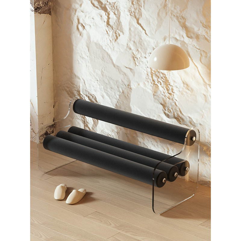 Banc de lit tapissier en acrylique transparent, Noir