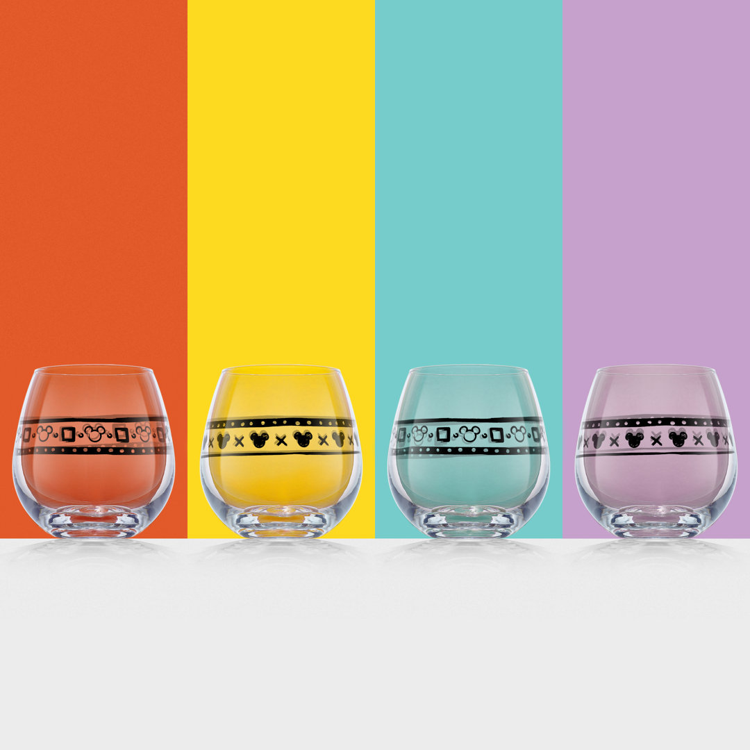 JoyJolt Disney Geo 15 oz. Stemless Wine Glass (Set of 4) JoyJolt