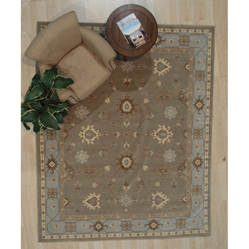 Tapis Oushak traditionnel en laine ivoire fabriqué à la machine
