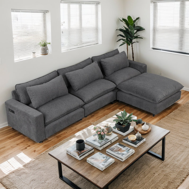 Canapé modulaire 128 po, Gris chenille