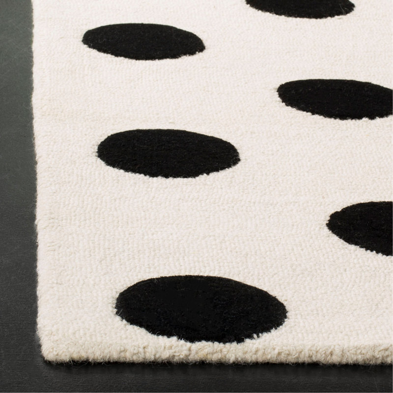 Krystyna Hand Tufted Wool Rug, Rectangle 4' x 6', Black/Ivory