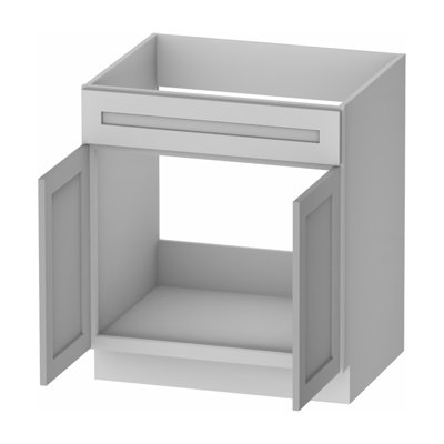 Meuble sous-évier en contreplaqué gris, modèle Kindwood Eco Shaker, 30 po L x 24 po P x 34,5 po H, à assembler