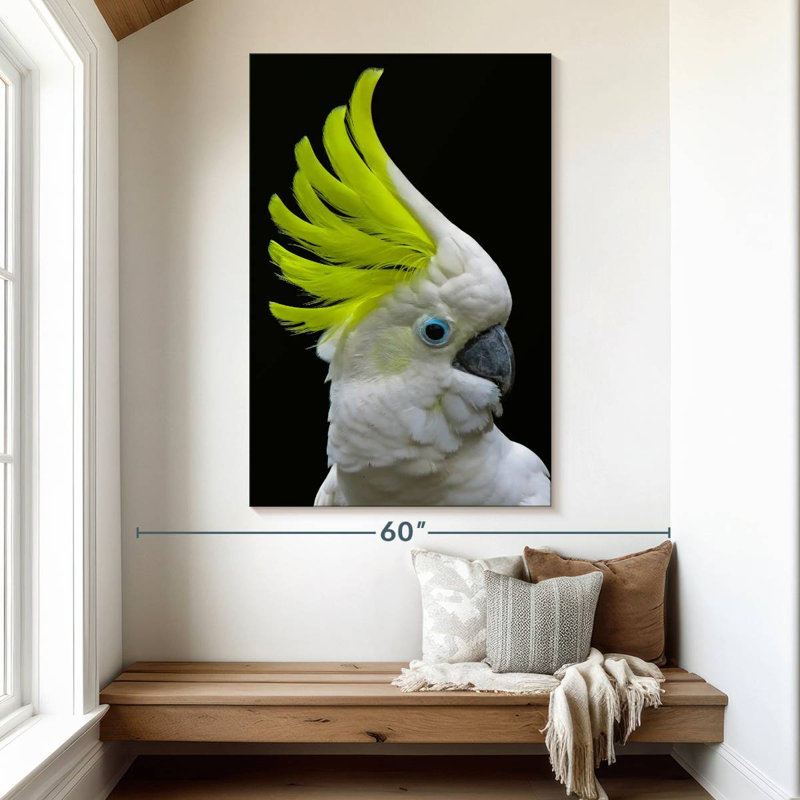 Brampt Yellow Crested Cockatoo, 51" H x 34" W