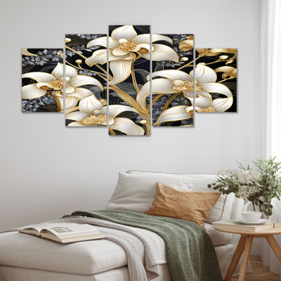 Baltz - Orchidée, art mural sur toile 5 pièces