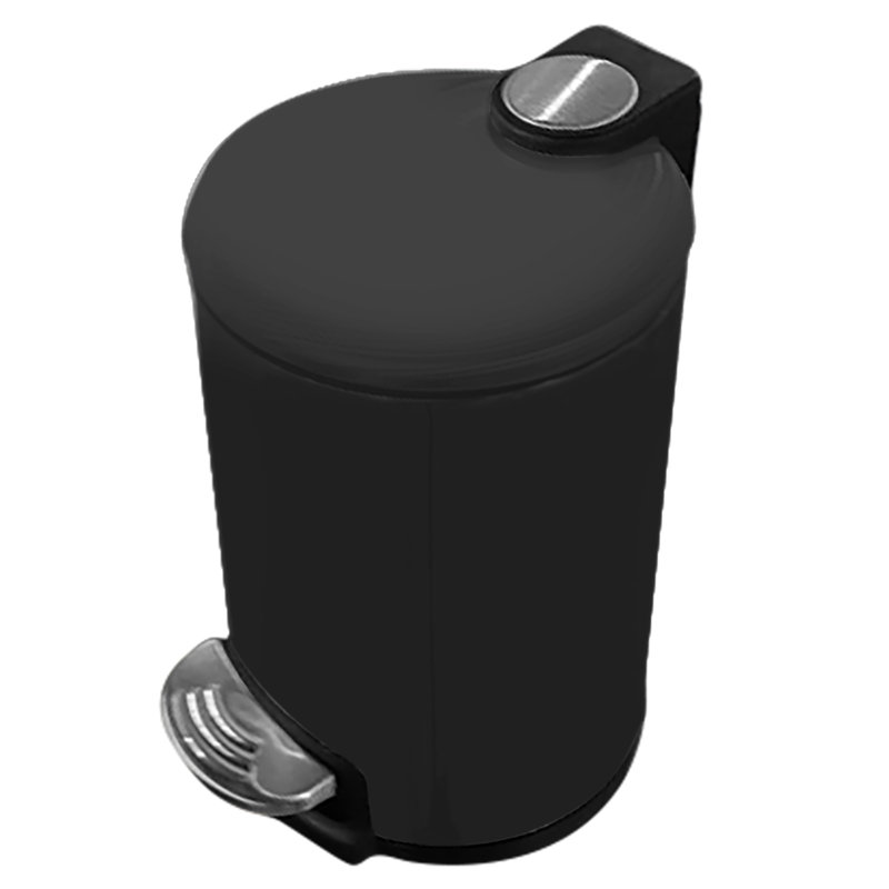 Matte Black Stainless Steel Round Pedal Trash Can