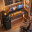 HOMCOM 147 cm Gaming Desk with Adjustable Reversible CPU Stand RGB Black-802210204