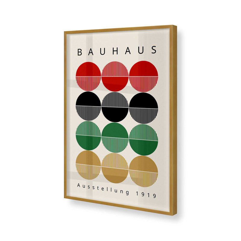 Cercles de Bauhaus rétro, Cadre simple en or poli, H 37,25 po x l 25,25 po