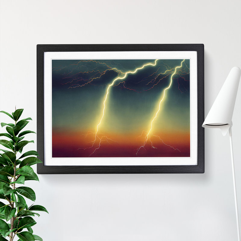 Epic Lightning Bolt - Framed Print, Black, 46cm H x 64cm W x 2cm D