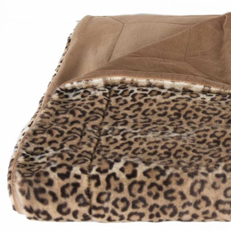 Jeté en coton , Imprimé animal brun / noir, L 50 po x L 70 po