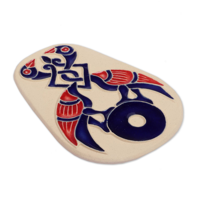 Aimant en céramique Novica, Beige / Rouge / Bleu