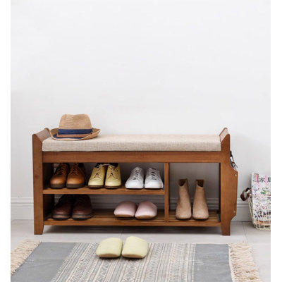 Range-chaussures en bambou avec tiroirs et tablettes