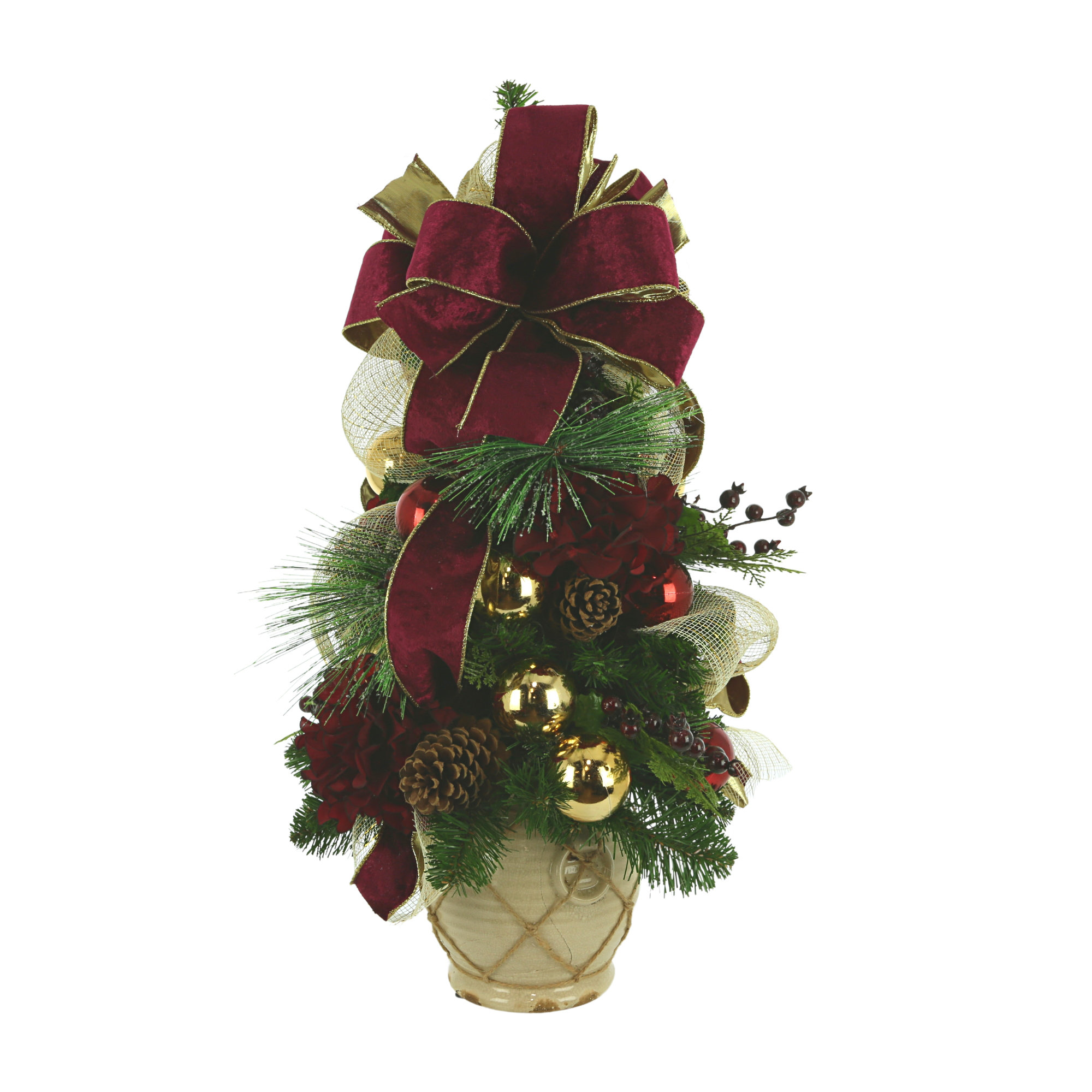 The Holiday Aisle® Jhamal 28 Hydrangea and Evergreen Holiday Tree
