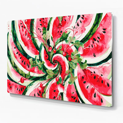 Vegetables Radish Watermelon Beige Metal Wall Art